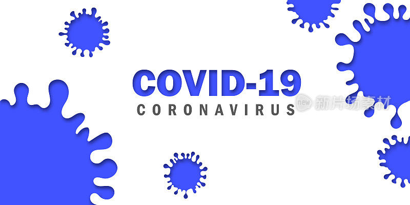 新型冠状病毒载体及疾病细胞和红细胞的病毒背景。BLUE COVID-19冠状病毒爆发与大流行医疗健康风险概念。矢量图
